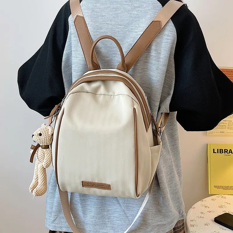 Yalu Nylon Backpack Regular Unisex White/Black/Khaki/Blue/Dark Brown-13