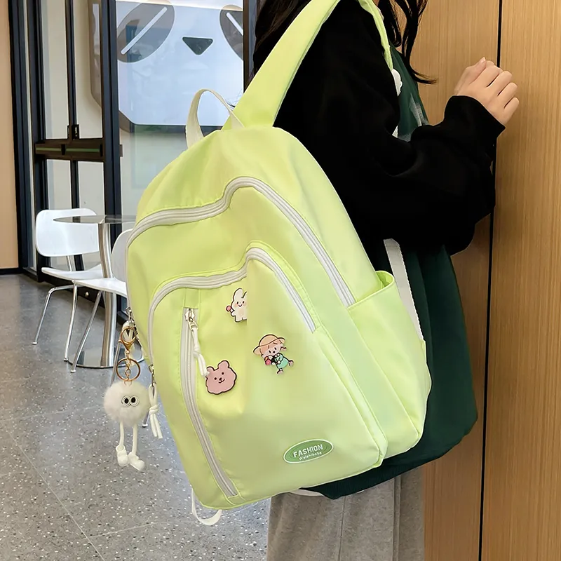 Yalu Nylon Backpack Unisex White/Black/Yellow/Green-26