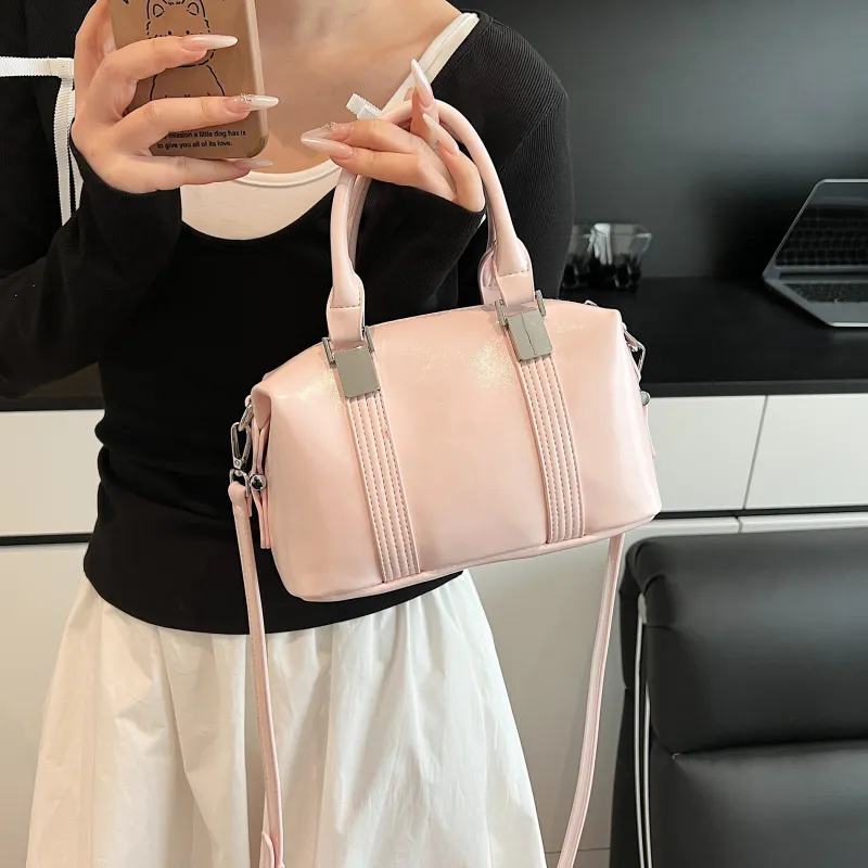 Yalu PU Handbag Women's Black/Light Yellow/Light Pink/White-17