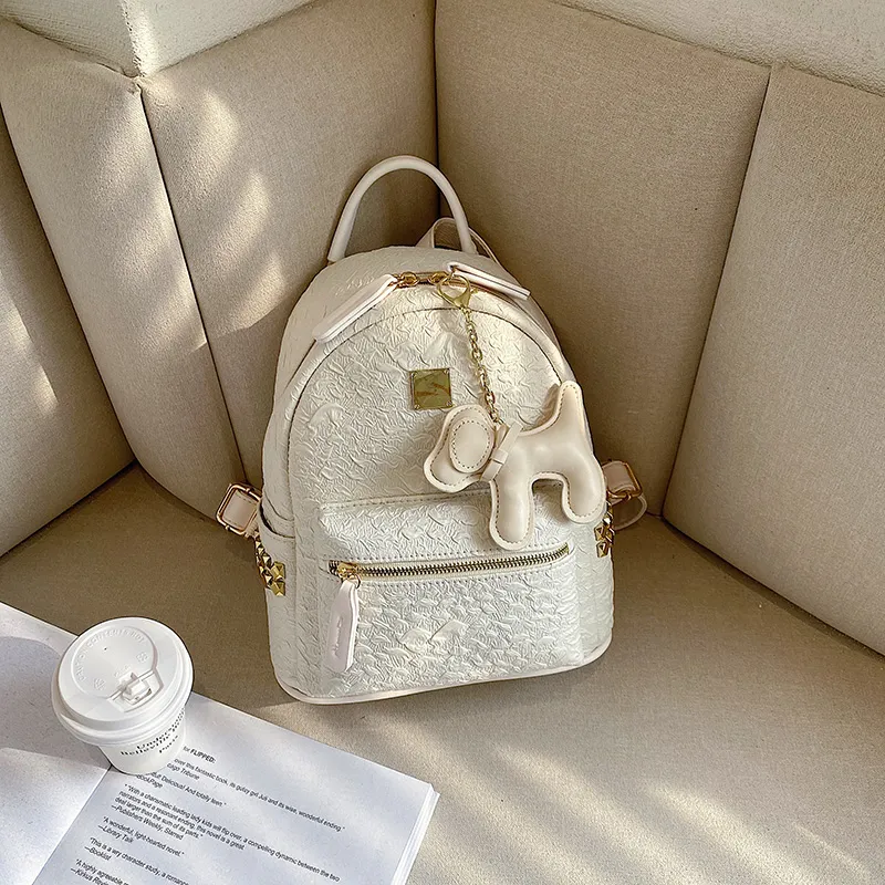 Yalu PU Backpack Women's White/Black-1