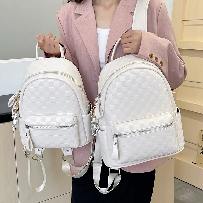 Yalu PU Backpack Regular Women's Black/White-12