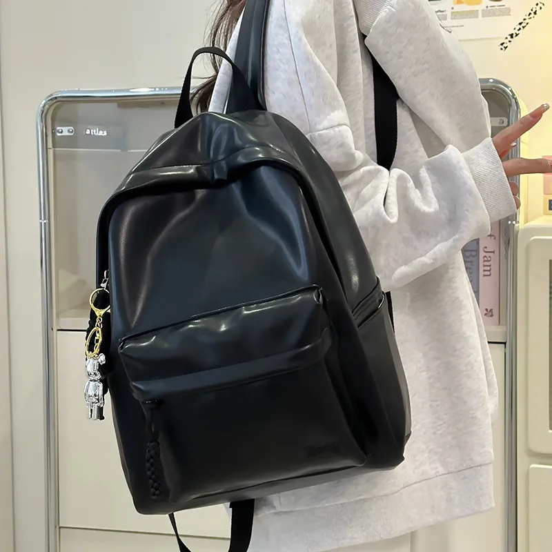 Yalu PU Backpack Unisex Pink/White/Black-19