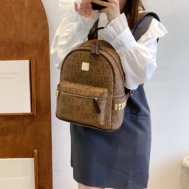 Yalu PU Backpack Women's White/Coffee/Brown-13
