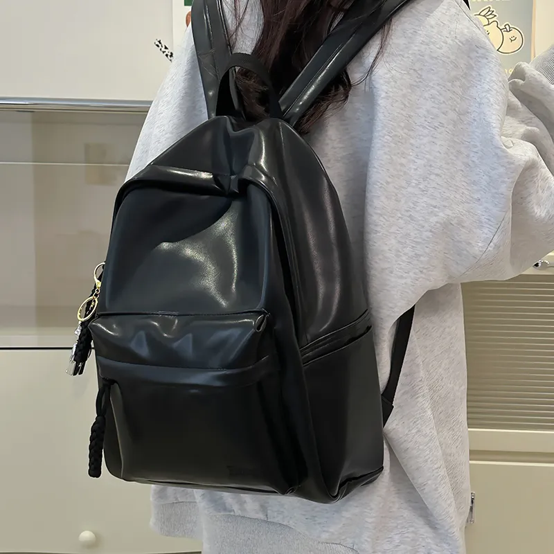 Yalu PU Backpack Unisex Pink/White/Black-16