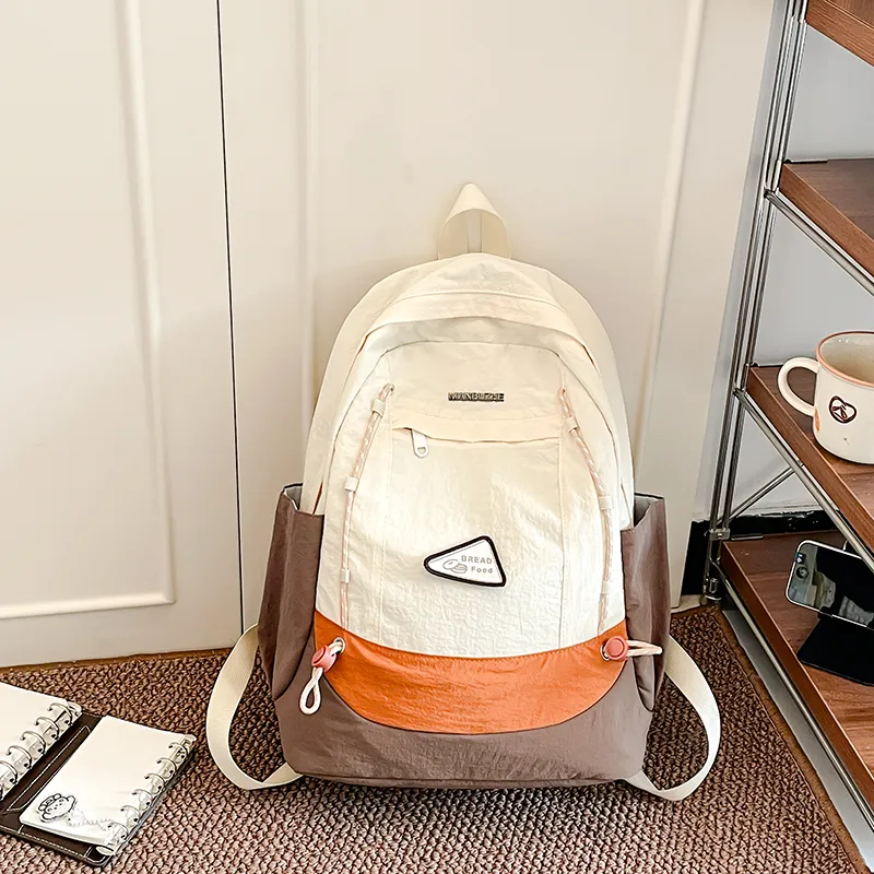 Yalu Nylon Backpack Regular Unisex White Brown/White Green/Gray/Black-6