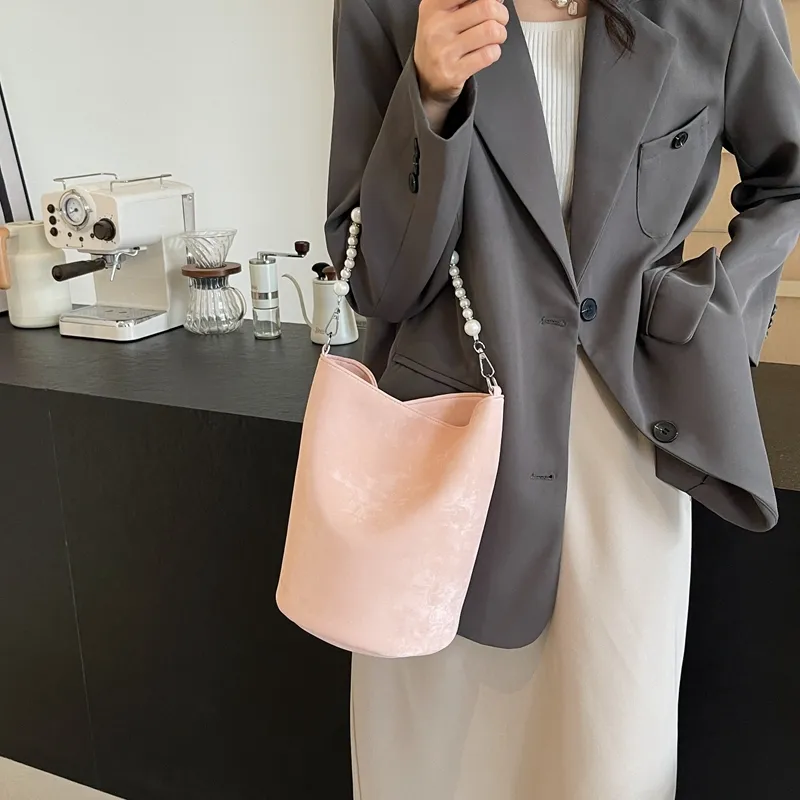 Yalu PU Bucket Bag, Crossbody, One Shoulder Handbag Regular Women's Black/Pink/Ecru/Silver-9