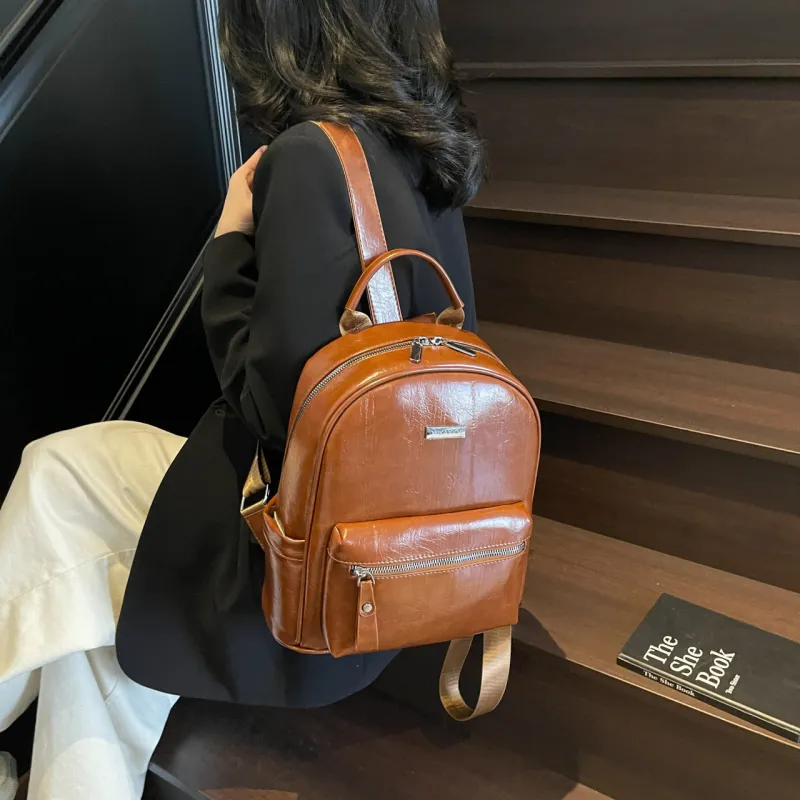 Yalu PU Backpack Women's Black/Brown/Pink/Gray/Ecru-9