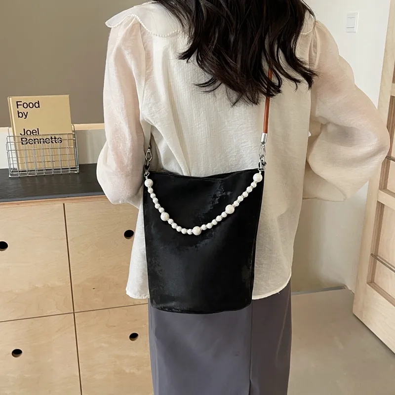 Yalu PU Bucket Bag, Crossbody, One Shoulder Handbag Regular Women's Black/Pink/Ecru/Silver-4