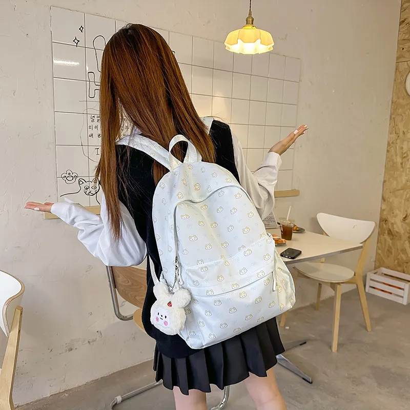 Yalu Nylon Backpack Regular Women's White Puppy/White Kitten-8