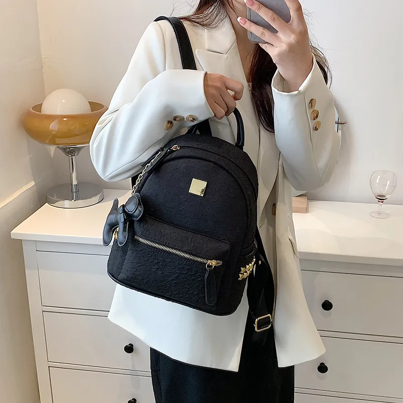 Yalu PU Backpack Women's White/Black-8