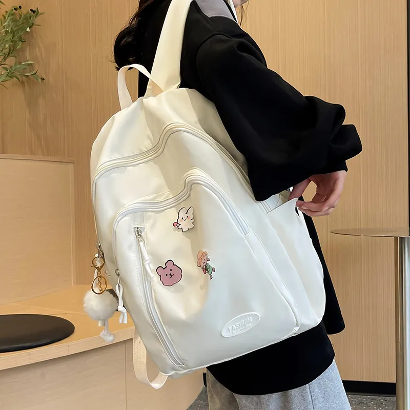 Yalu Nylon Backpack Unisex White/Black/Yellow/Green-2