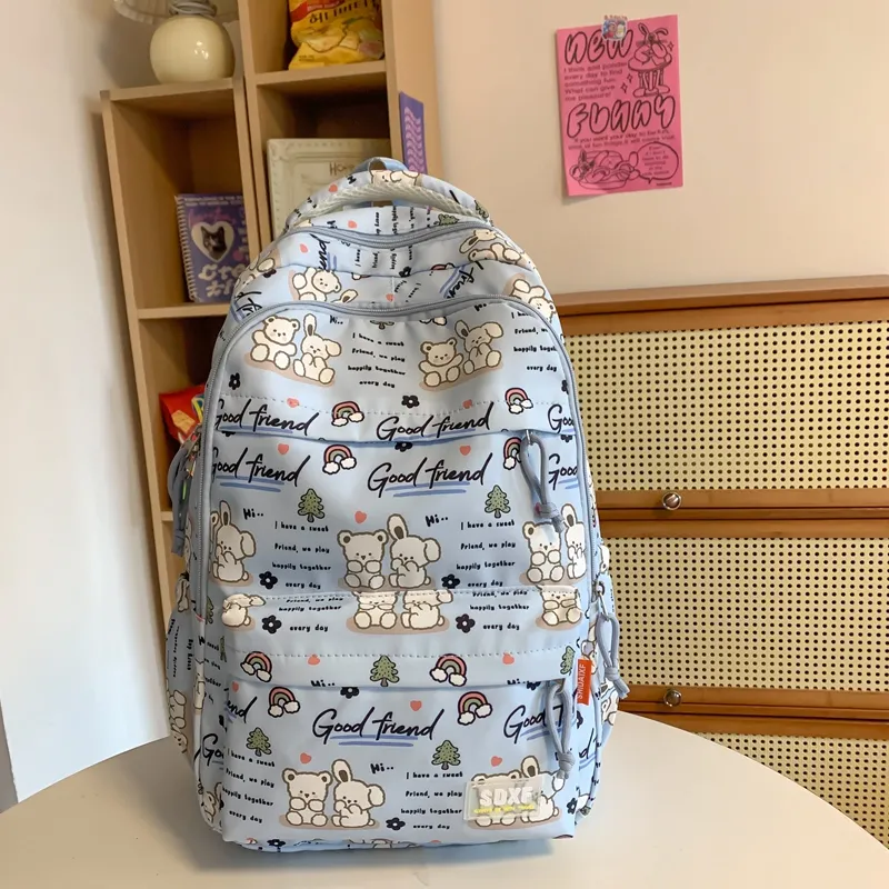 Yalu Nylon Backpack Regular Unisex Black/Purple/Green/Blue/Pink/White-22