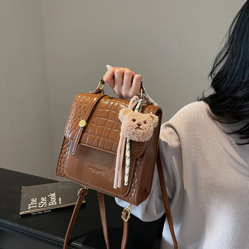 Yalu PU Backpack Women's Black/Ecru/Brown/Silver/Burgundy-16