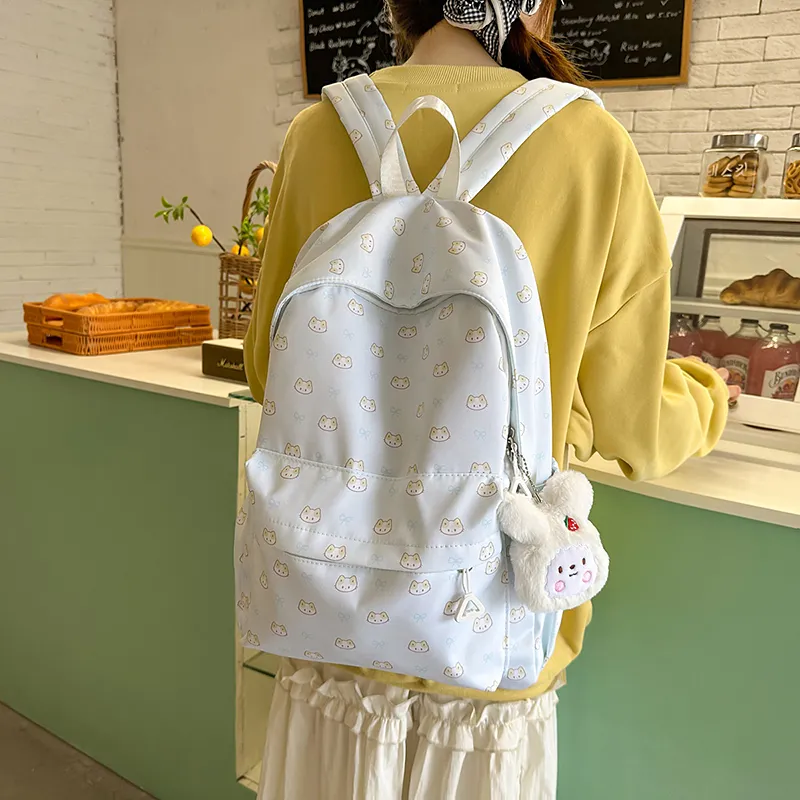 Yalu Nylon Backpack Regular Women's White Puppy/White Kitten-10