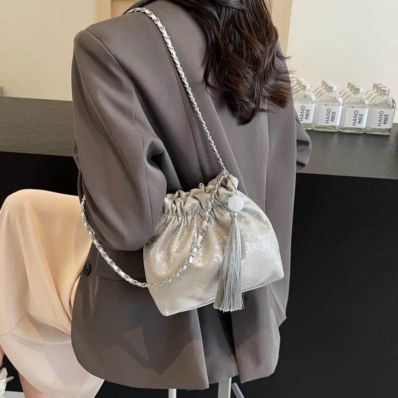 Yalu PU Crossbody Bag, Shoulder Bag Women's Black/Ecru/Silver/Pink-17