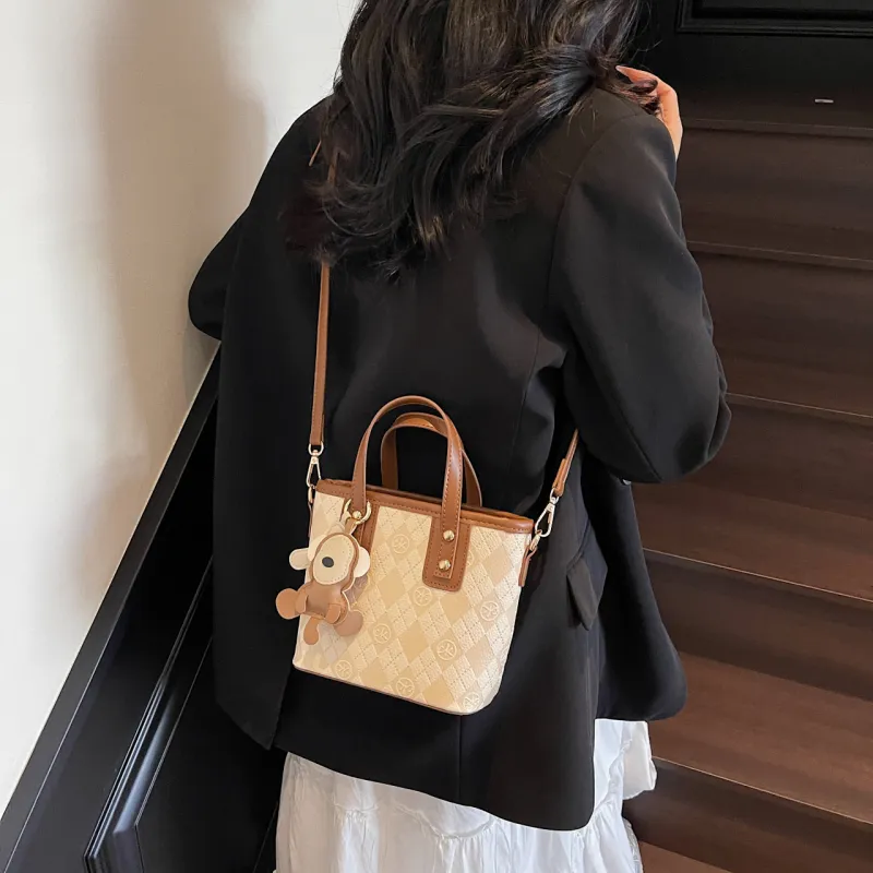 Yalu PU Handbag, Shoulder Bag, Crossbody Bag Women's Black/White & Brown/White & Coffee-12