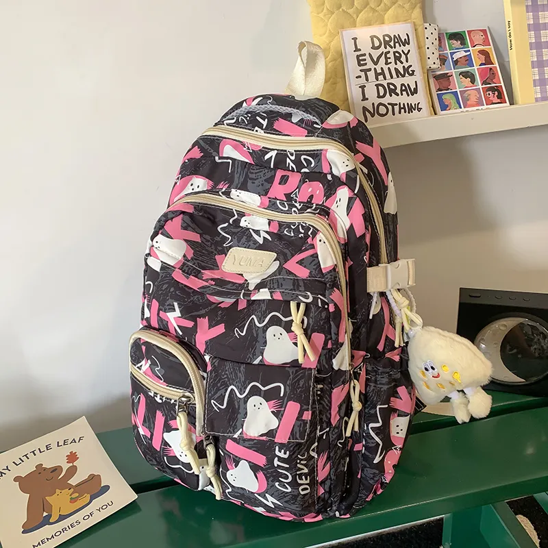 Yalu Nylon Backpack Unisex Multicolor-12