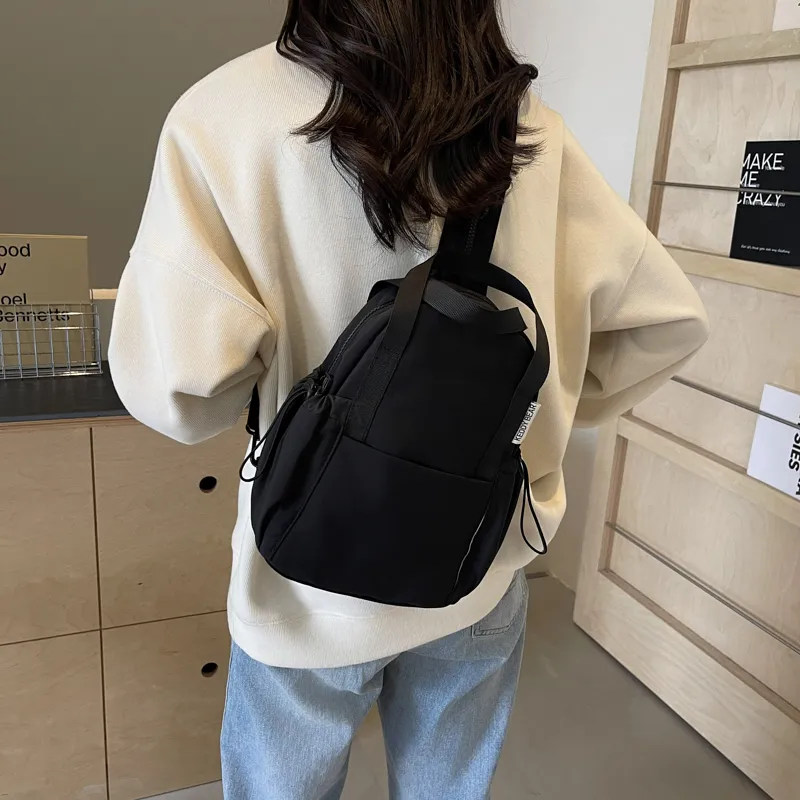 Yalu Fabric Backpack Women's Black/Ecru/Green/Orange-5