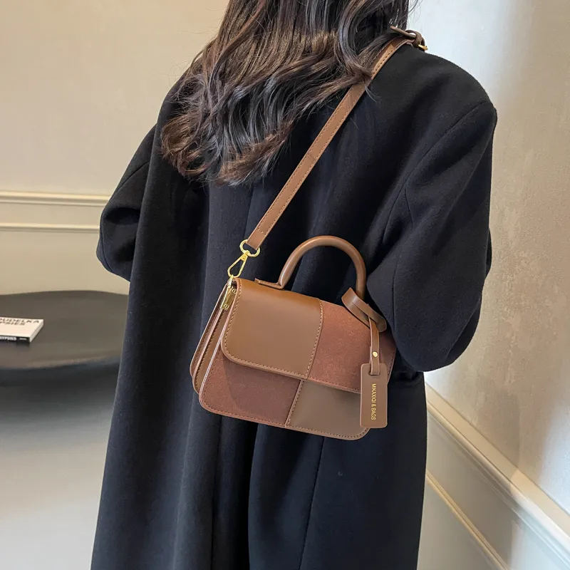 Yalu PU Shoulder Bag, Crossbody Bag, Handbag Women's Black/Ecru/Brown-19