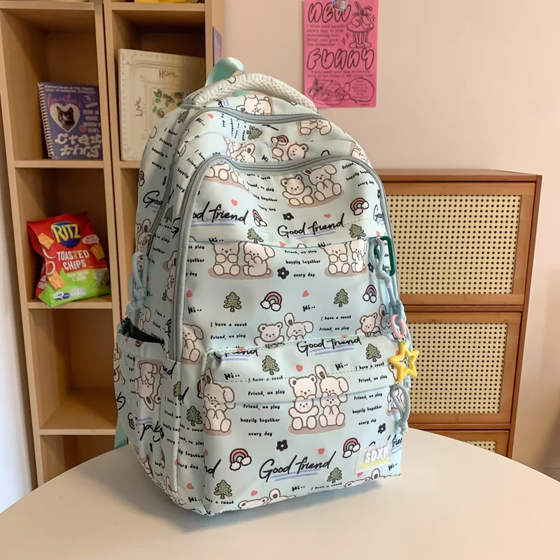 Yalu Nylon Backpack Regular Unisex Black/Purple/Green/Blue/Pink/White-18
