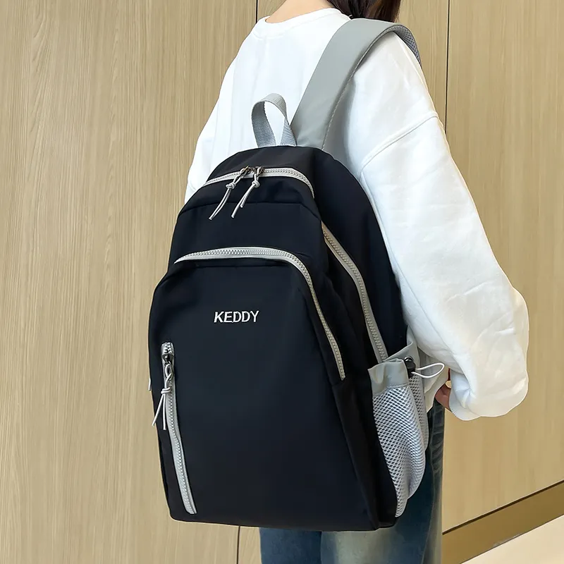 Yalu Nylon Fabric Backpack Regular Unisex White/Black/Coffee/Brown-10