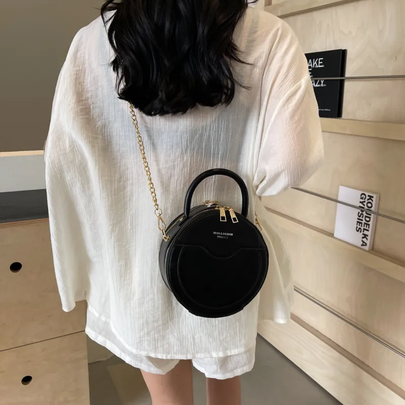 Yalu PU Round Bag, One Shoulder Handbag Women's Black/Khaki/Red-4