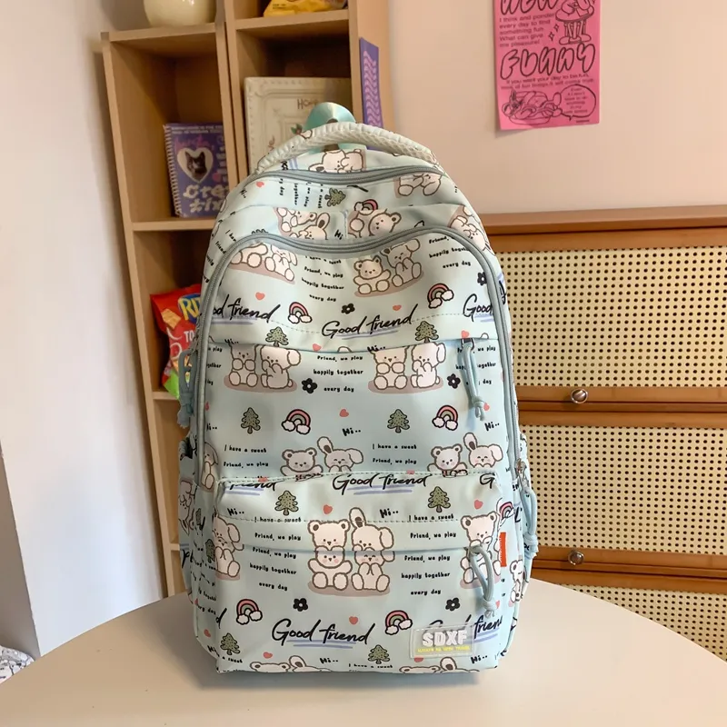 Yalu Nylon Backpack Regular Unisex Black/Purple/Green/Blue/Pink/White-19