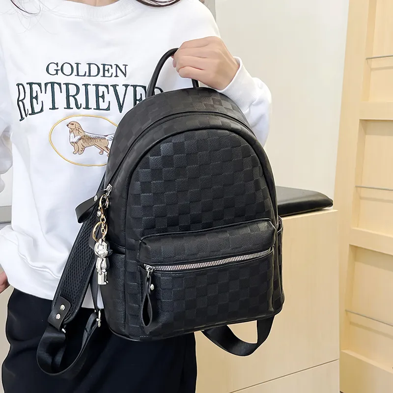 Yalu PU Backpack Regular Women's Black/White-3