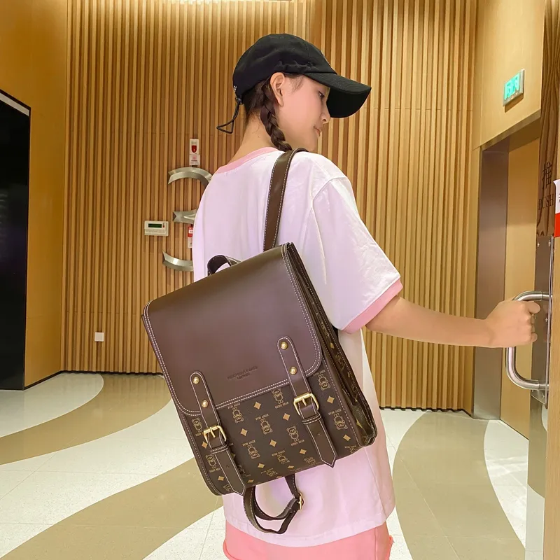 Yalu PU Backpack Women's Khaki/Pink/Coffee/Brown-15
