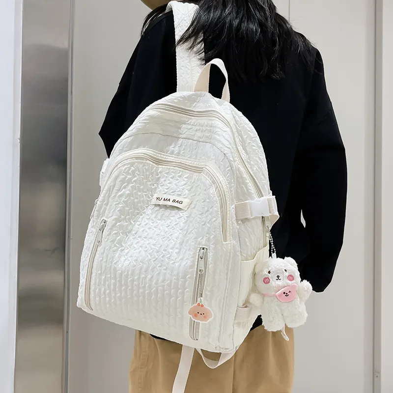 Yalu Nylon Backpack Women's White/Black/Pink/Yellow/Green/Blue-2