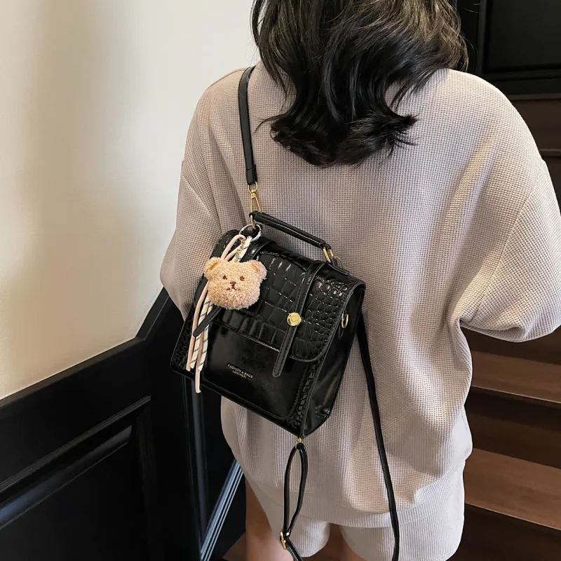 Yalu PU Backpack Women's Black/Ecru/Brown/Silver/Burgundy-2