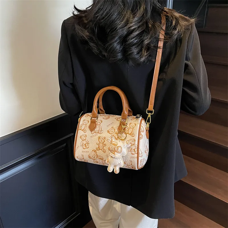 Yalu PU One Shoulder Handbag Women's White/Black/Pink/Brown-3