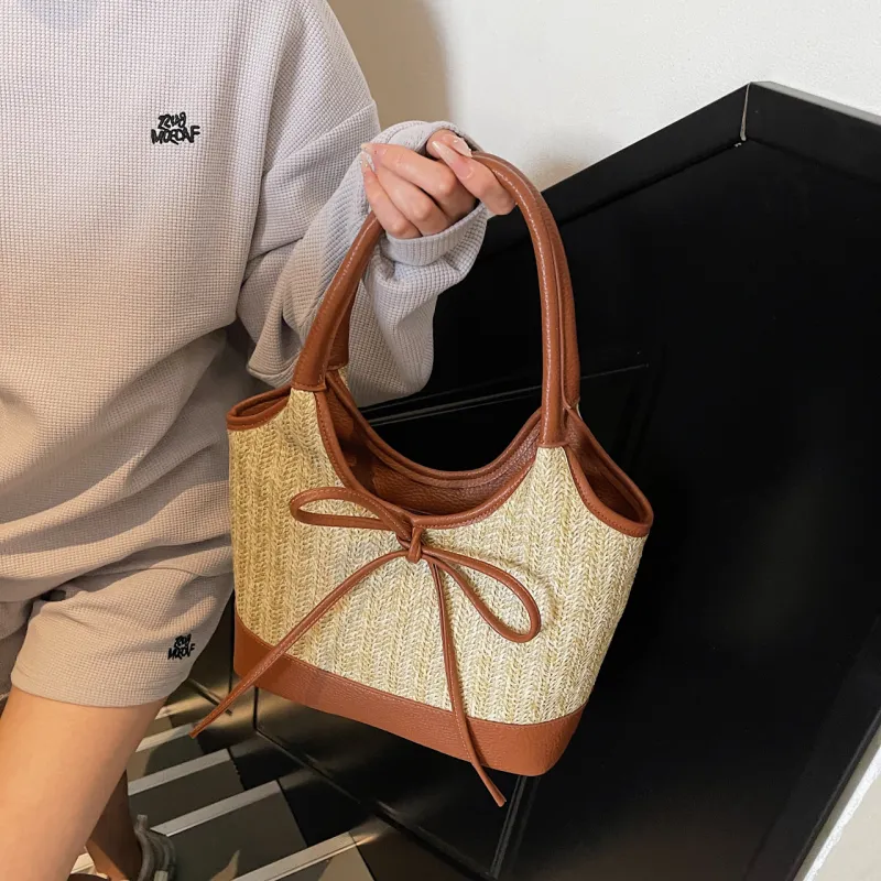 Yalu Straw Woven Shoulder Bag Women's Multicolor-9