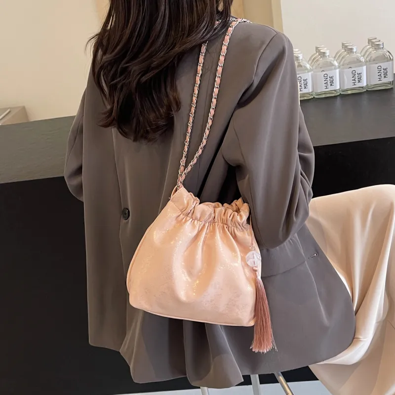 Yalu PU Crossbody Bag, Shoulder Bag Women's Black/Ecru/Silver/Pink-26