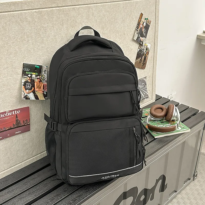 Yalu Nylon Backpack Unisex White/Gray/Black/Red-6