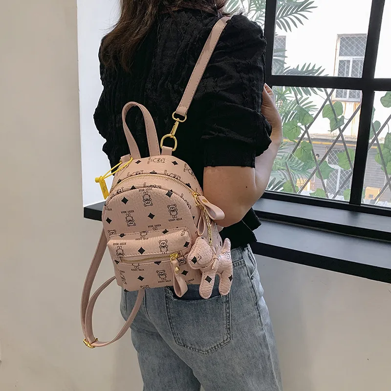 Yalu PU Backpack Women's White/Pink/Coffee/Brown-6