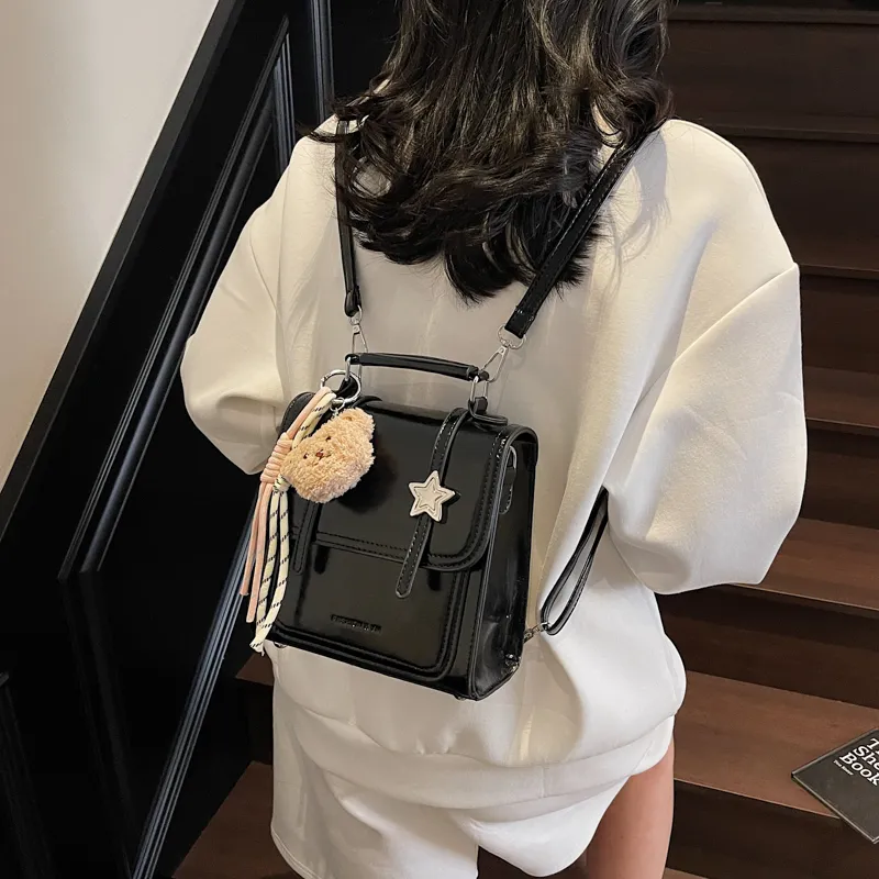 Yalu PU Backpack Unisex Black/Ecru/White Khaki/Silver/Yellow-1