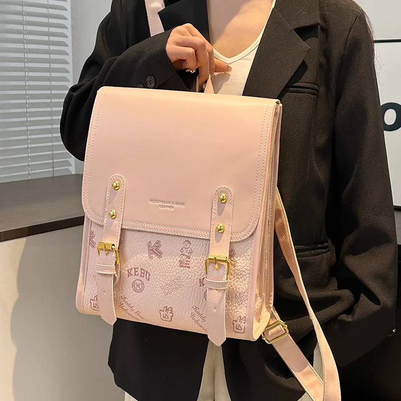 Yalu PU Backpack Women's White/Black/Pink/Brown-17