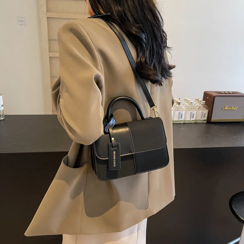 Yalu PU Shoulder Bag, Crossbody Bag, Handbag Women's Black/Ecru/Brown-4