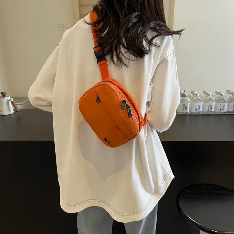 Yalu Canvas Bag, Crossbody Bag Unisex Black/Ecru/Green/Orange-26