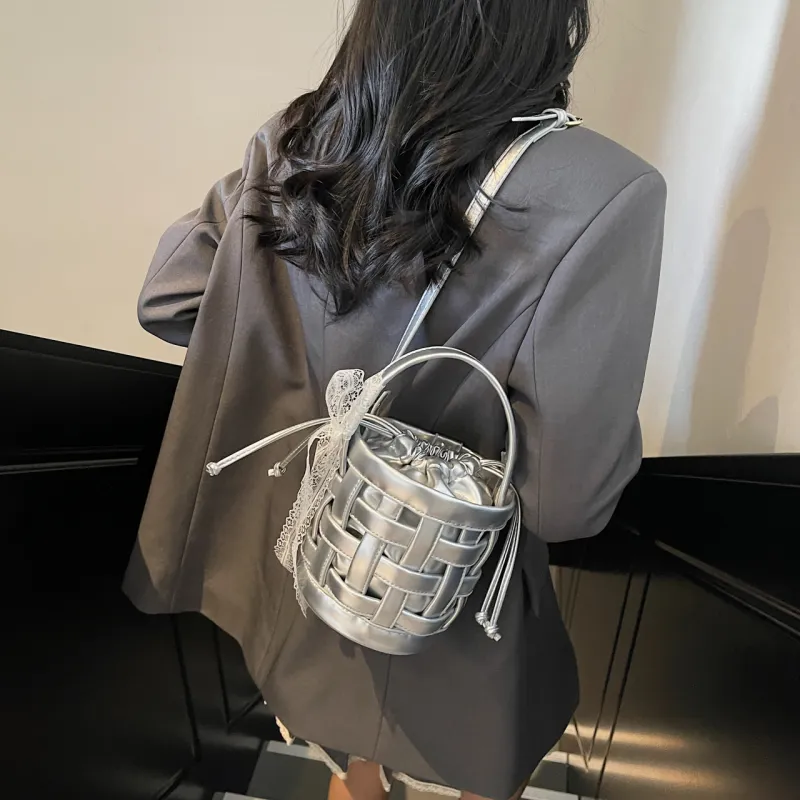 Yalu PU Shoulder Bag, Crossbody Bag, Handbag Regular Women's Black/Ecru/Blue/Silver/Pink-25