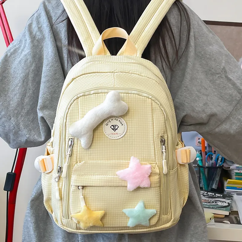 Yalu Nylon Backpack Women's White/Gray/Purple/Green/Yellow-27