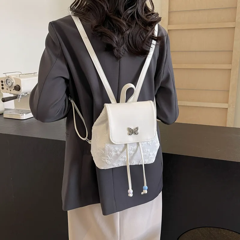 Yalu PU Backpack Women's Black/Ecru/Blue-10