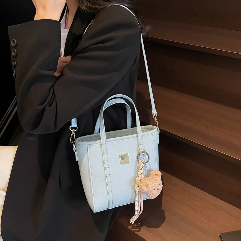 Yalu PU Tote One Shoulder Handbag Women's Black/Ecru/Blue/Pink-18