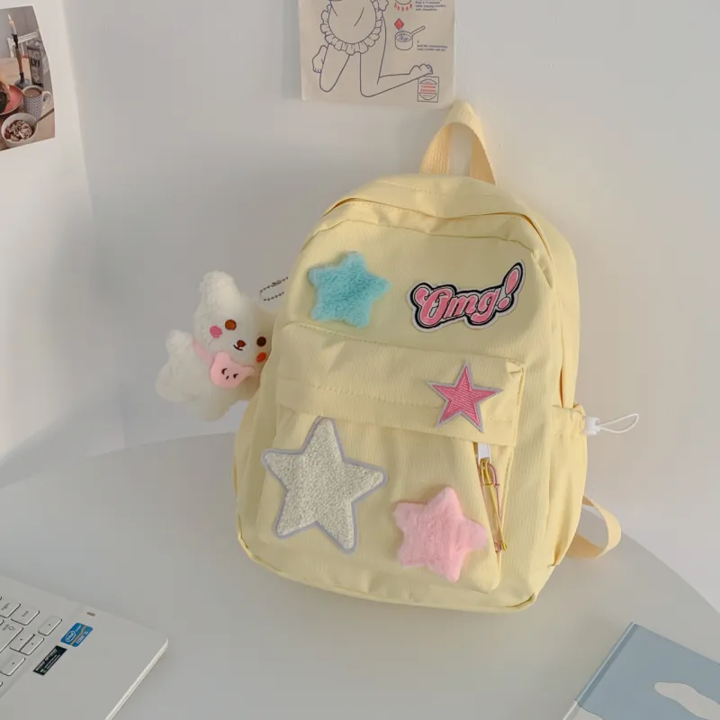 Yalu Nylon Backpack Regular Unisex Yellow/Green/Pink-6