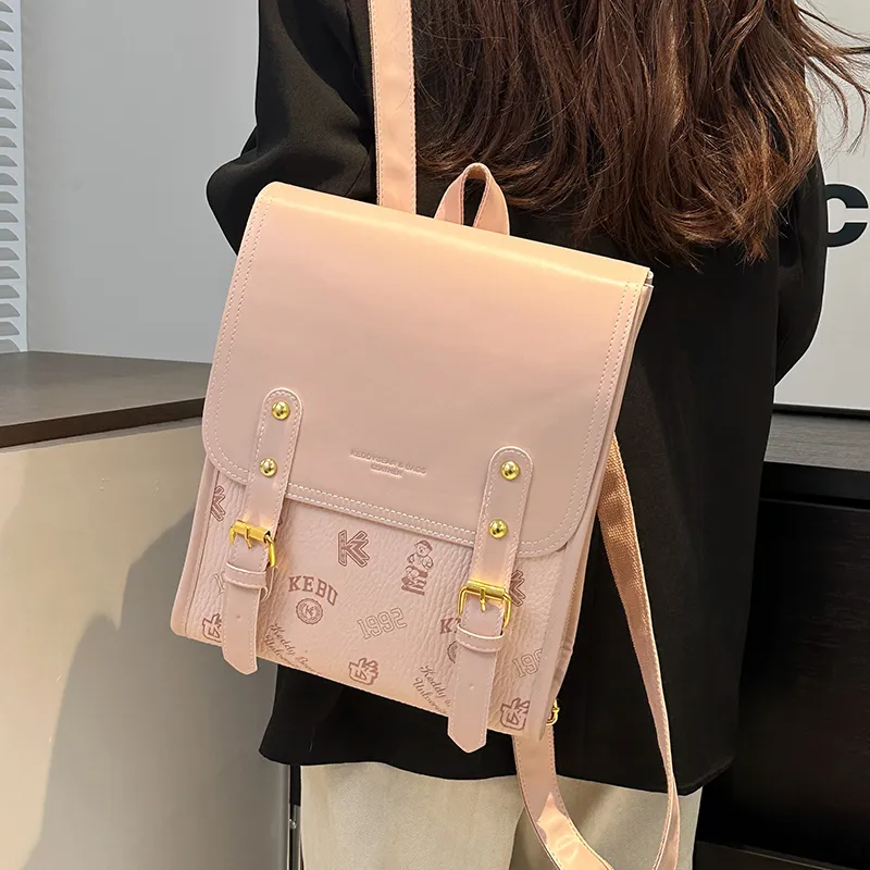 Yalu PU Backpack Women's White/Black/Pink/Brown-19