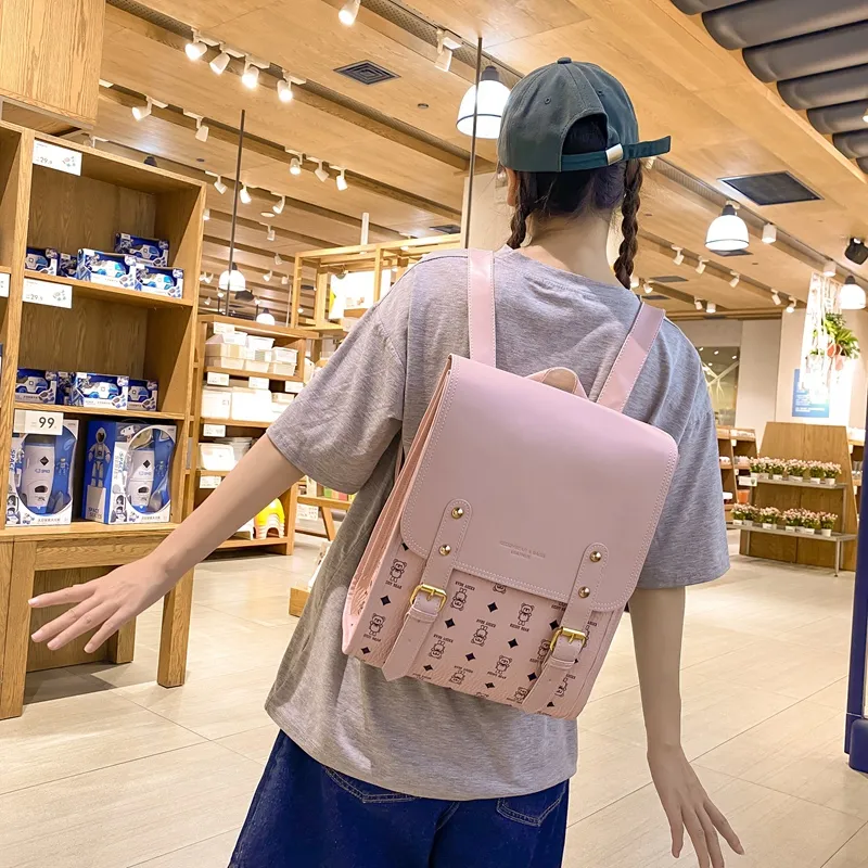 Yalu PU Backpack Women's Khaki/Pink/Coffee/Brown-8