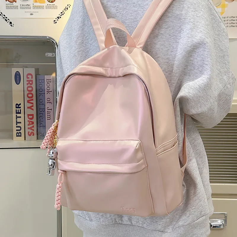 Yalu PU Backpack Unisex Pink/White/Black-2