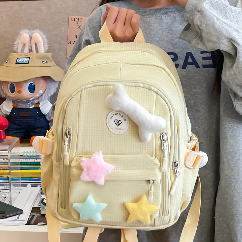 Yalu Nylon Backpack Women's White/Gray/Purple/Green/Yellow-29