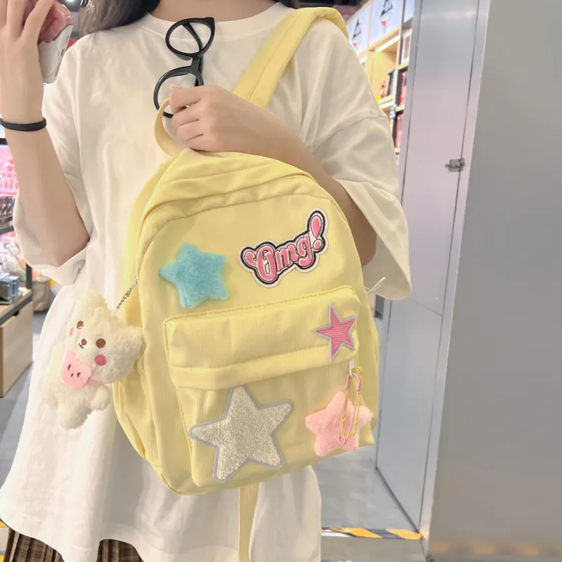 Yalu Nylon Backpack Regular Unisex Yellow/Green/Pink-5